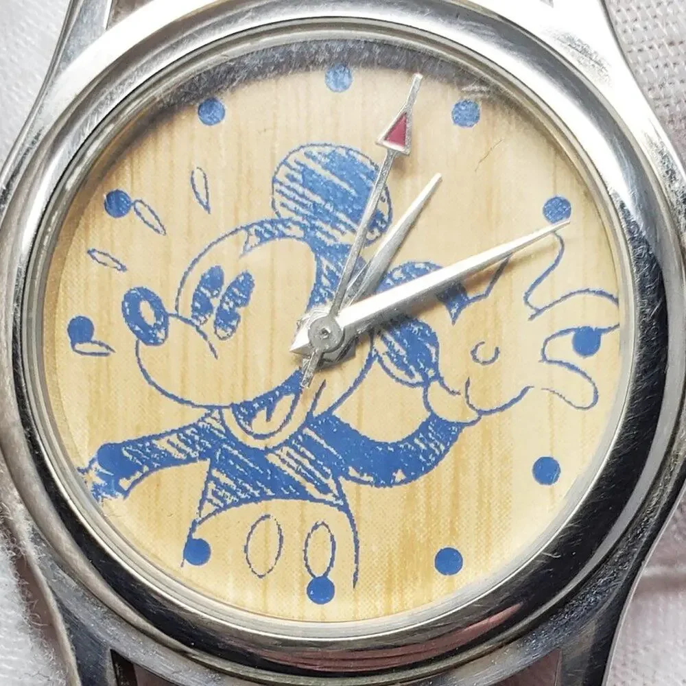 Disney Catalog Mickey Mouse Blue Sketch Art Watch